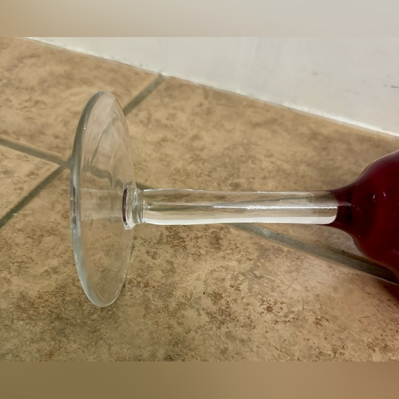 Red Glass Hurricane Candle Holder The Second - Picture 4 of 10